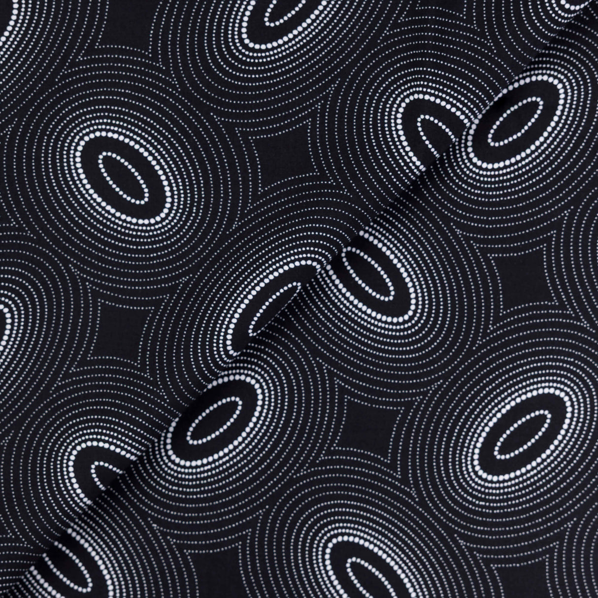 Viscose imprimée – Ondes graphiques noires et blanches