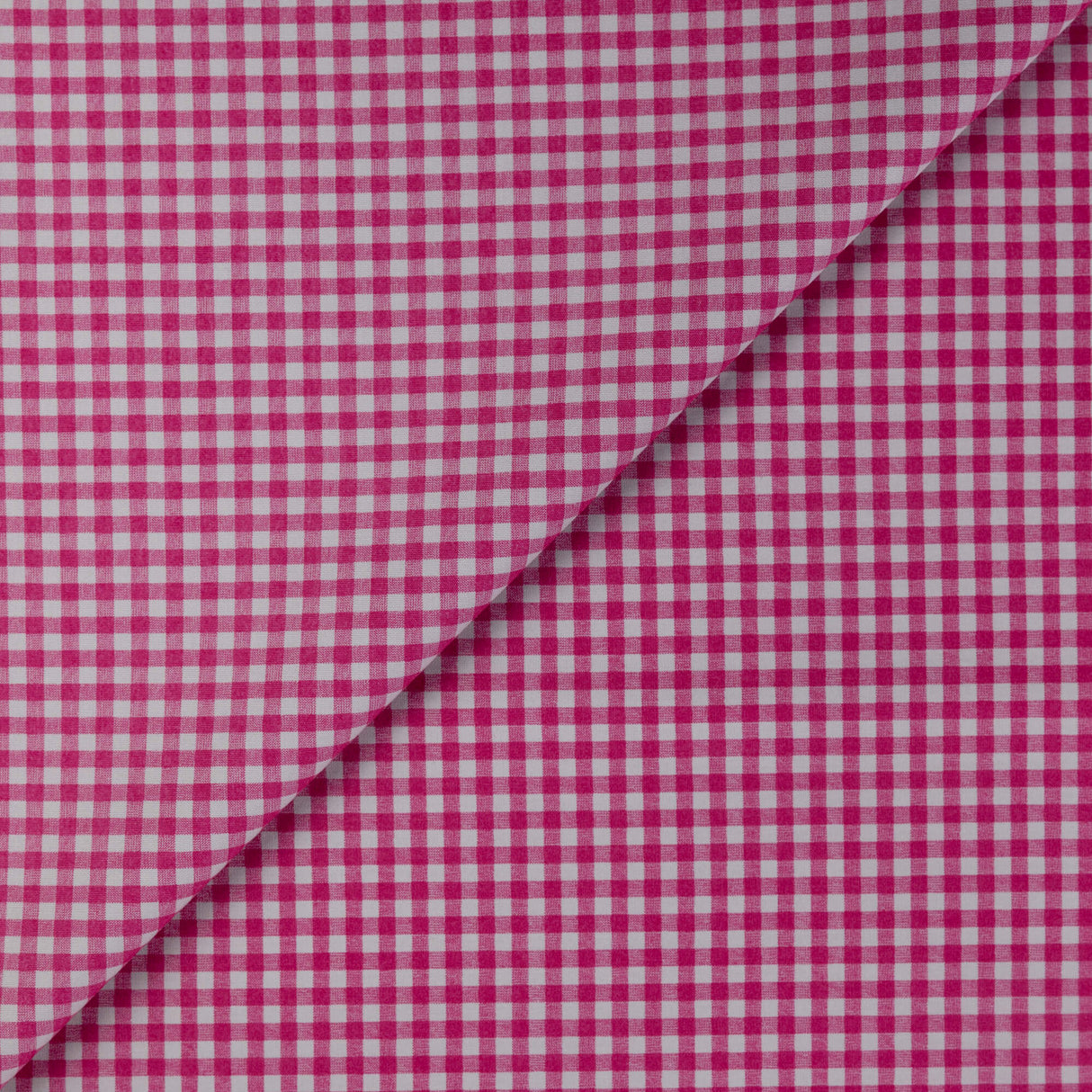 Popeline 100% coton - Vichy rose fuchsia (3mm)