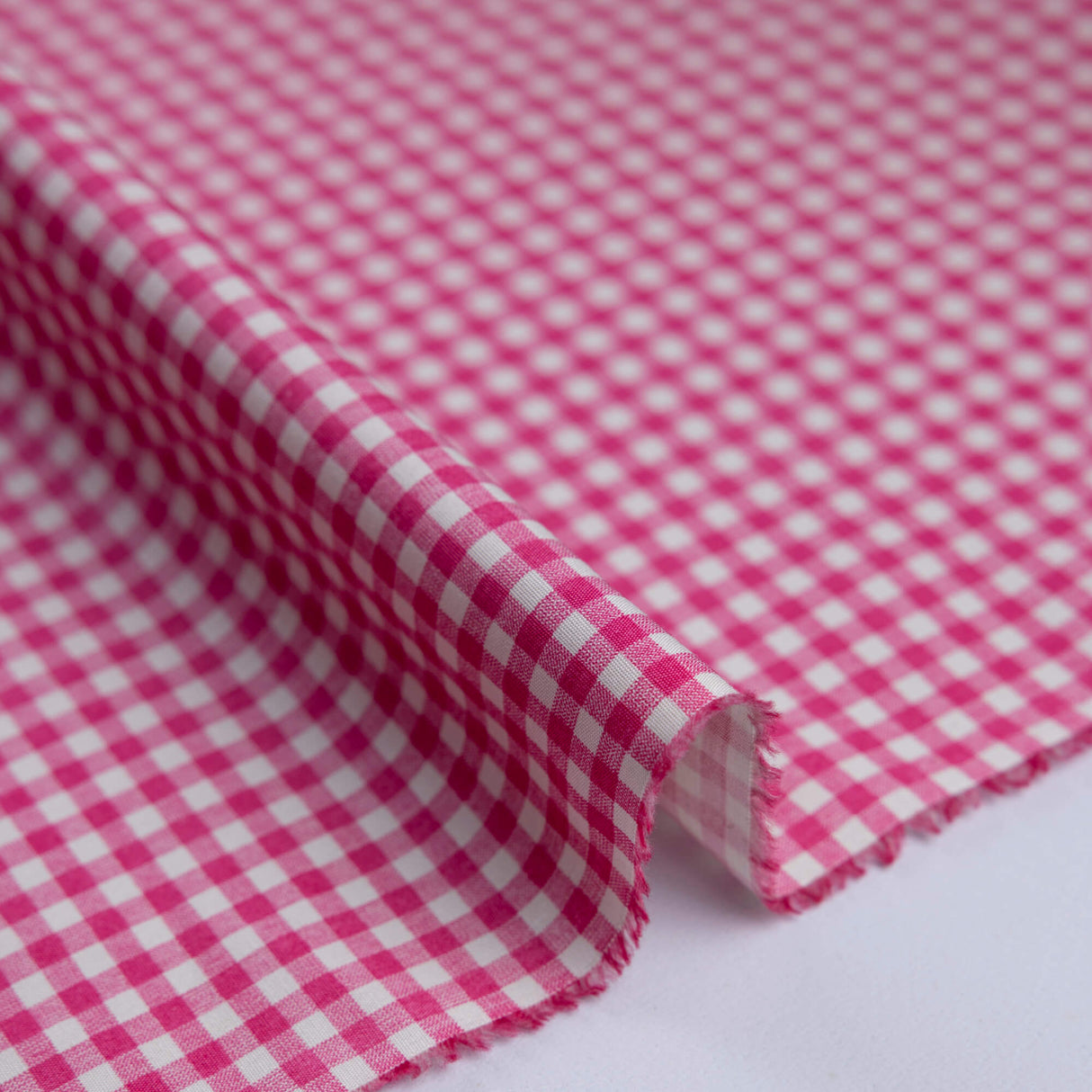 Popeline 100% coton - Vichy rose fuchsia (3mm)