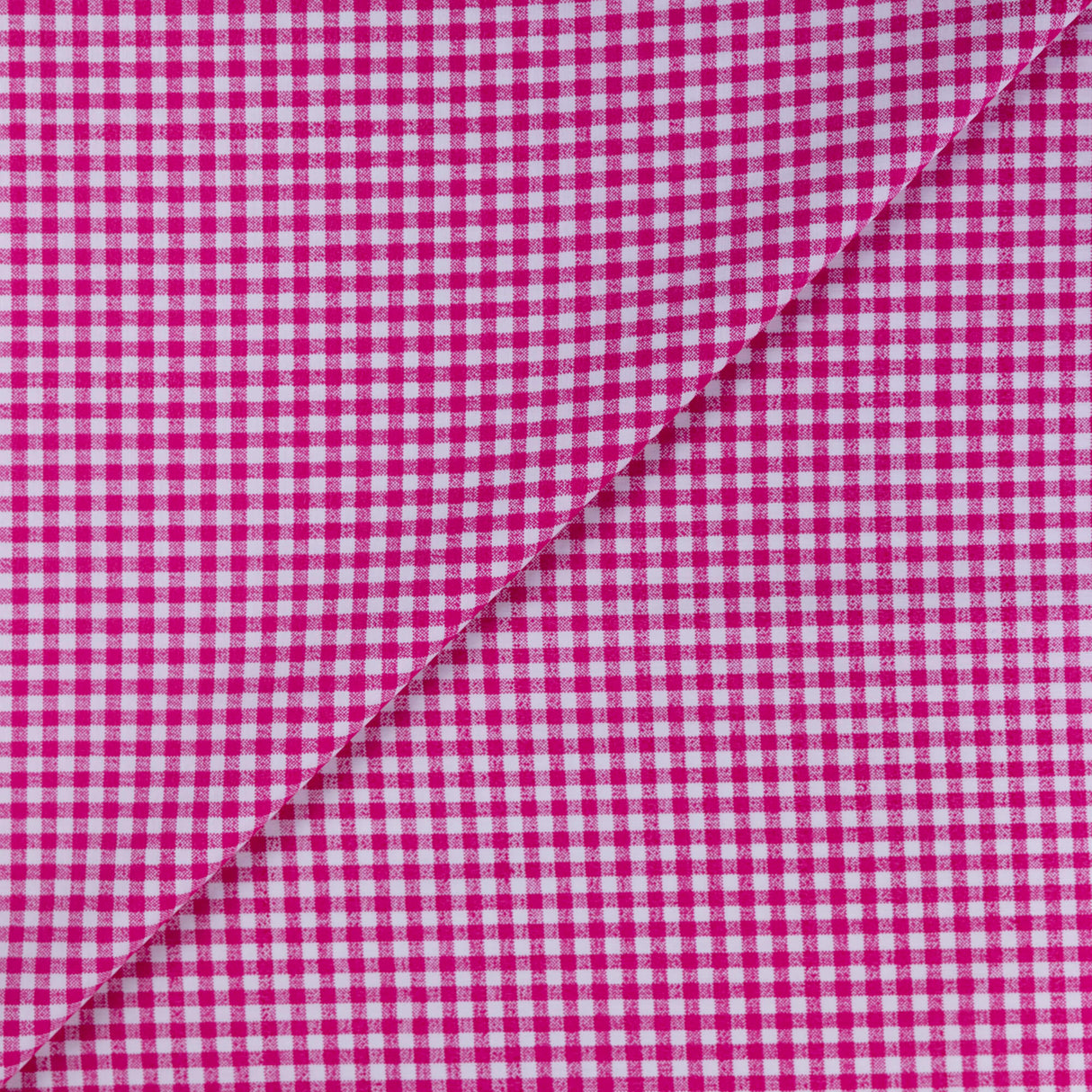 Popeline coton & élasthanne - Vichy rose fuchsia (4mm)