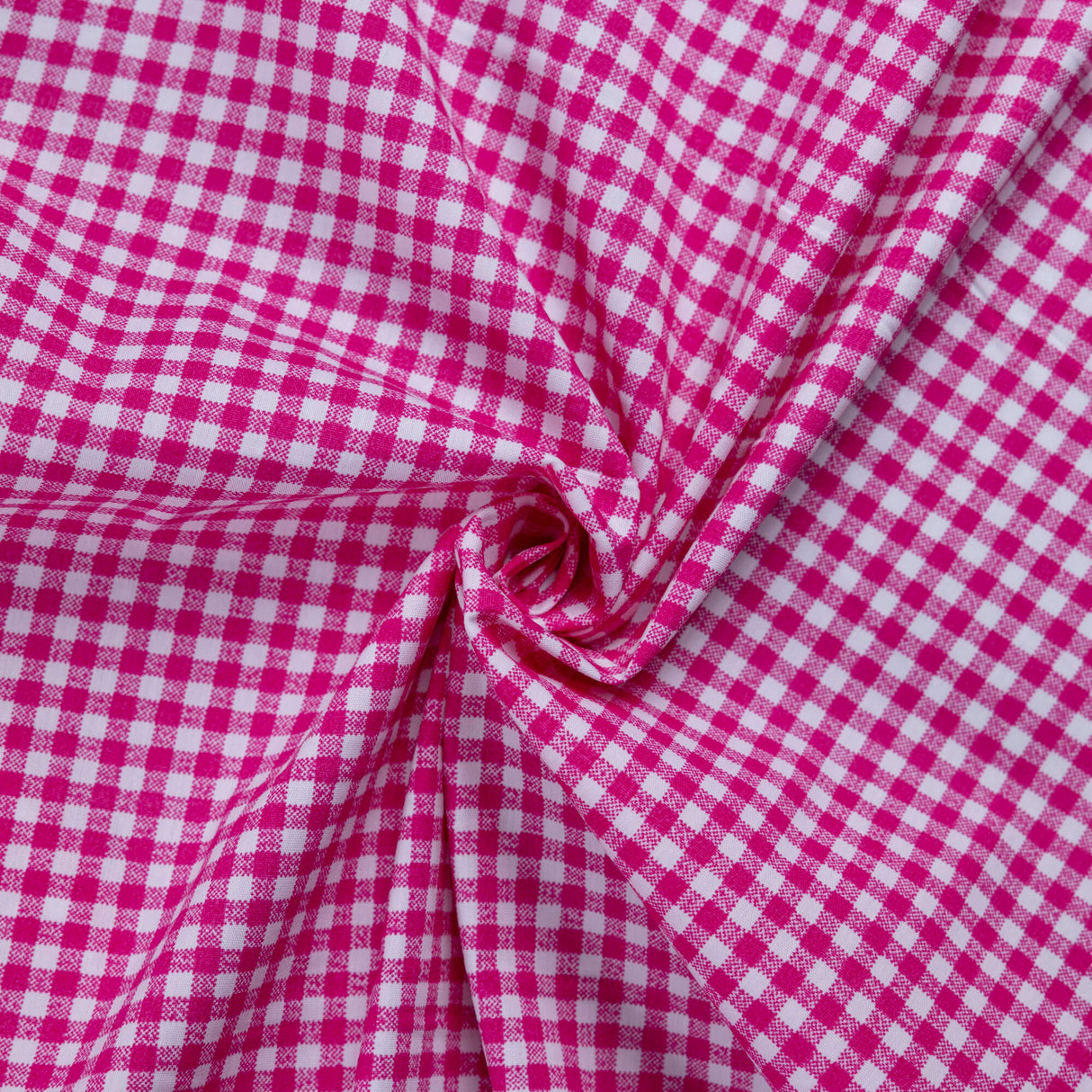 Popeline coton & élasthanne - Vichy rose fuchsia (4mm)