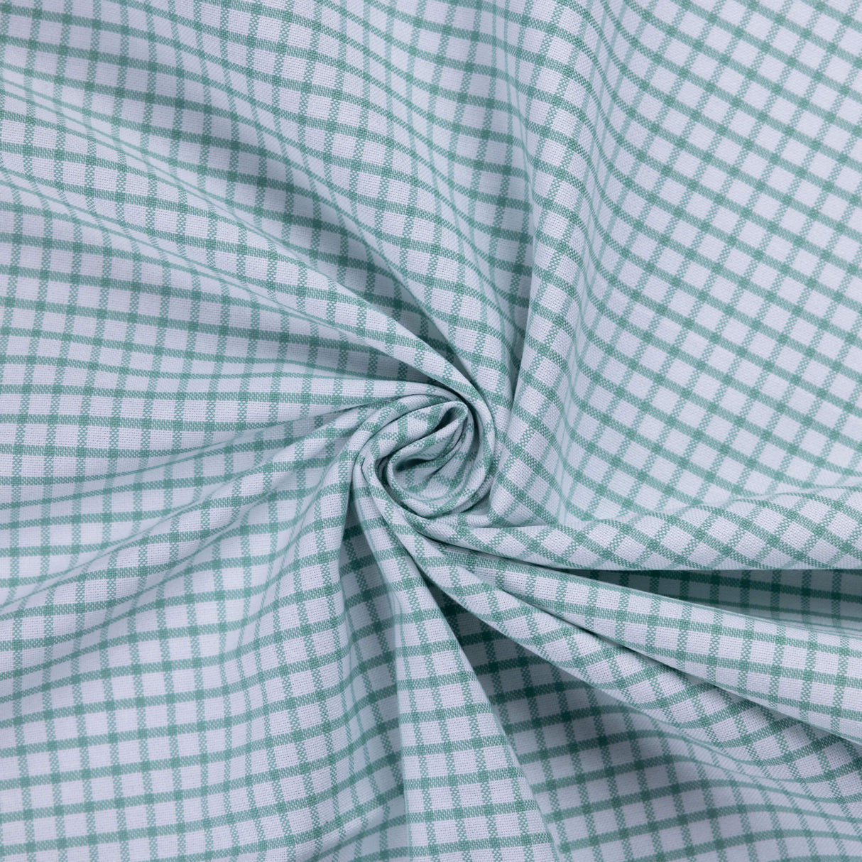 Oxford 100% coton - Carreaux vert fond blanc