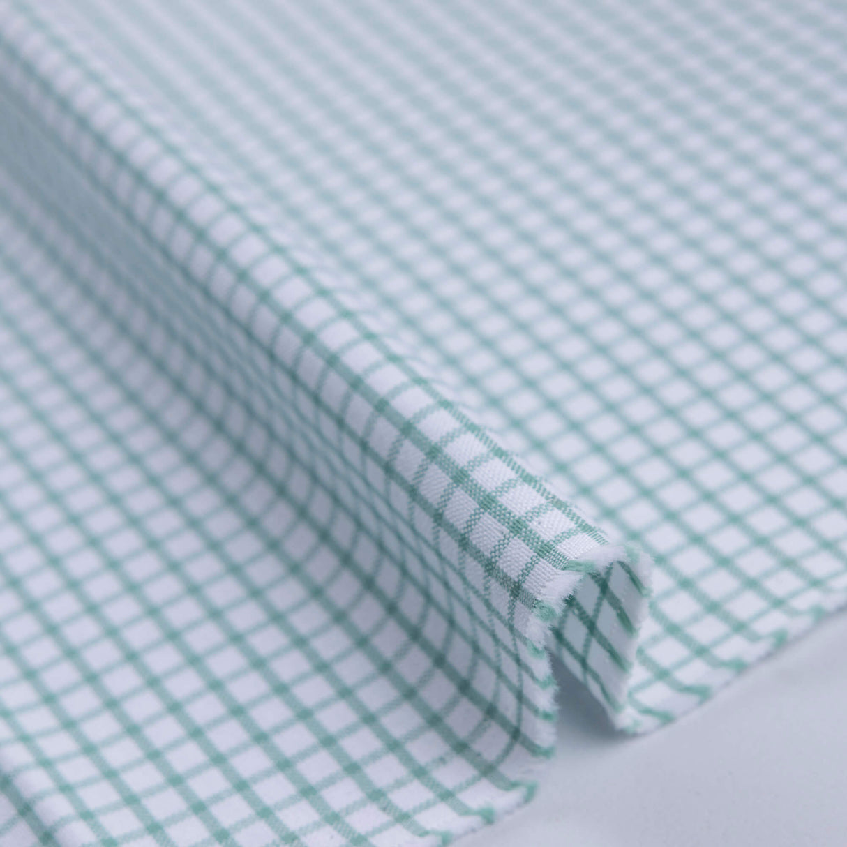 Oxford 100% coton - Carreaux vert fond blanc