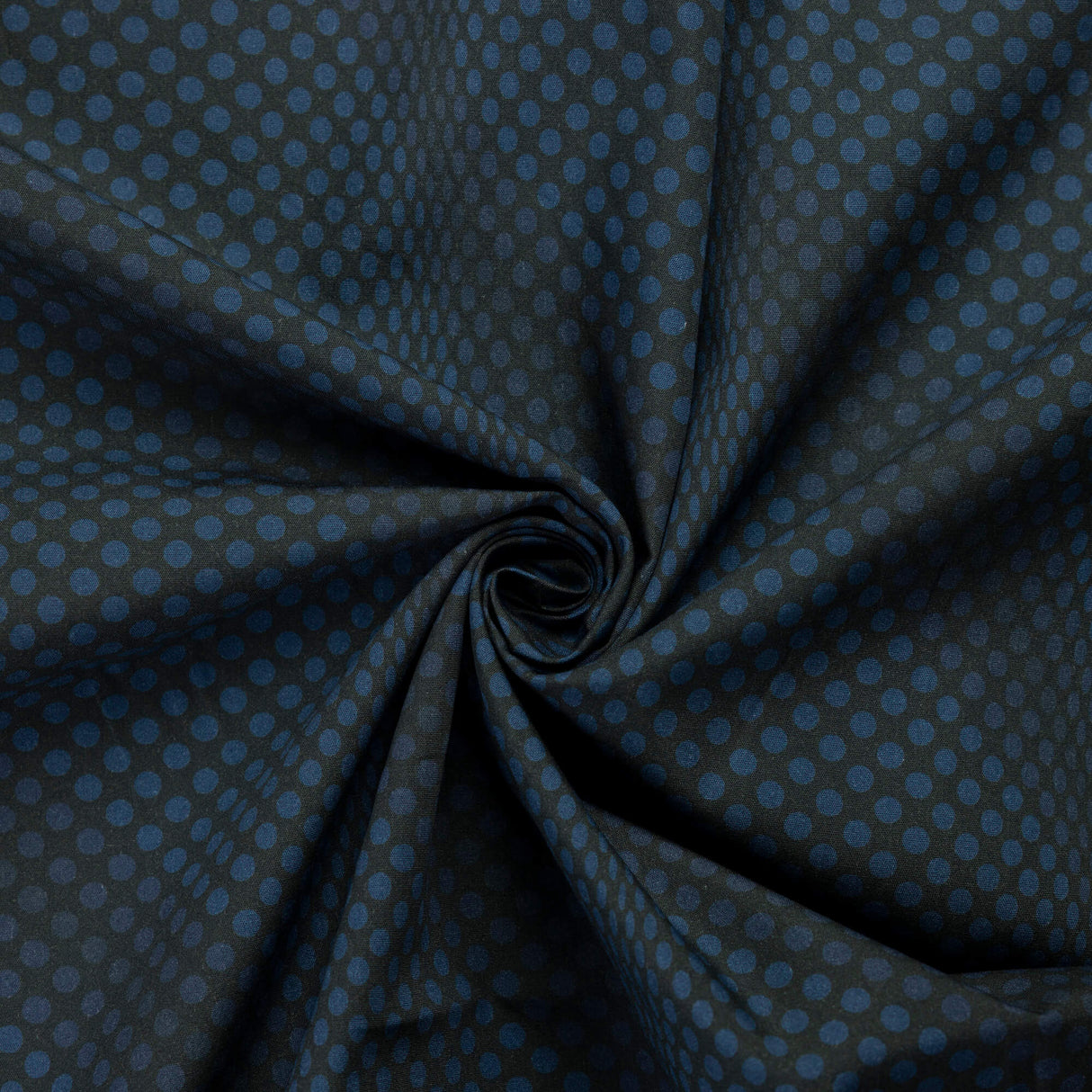 Popeline 100% coton – Pois bleu fond vert
