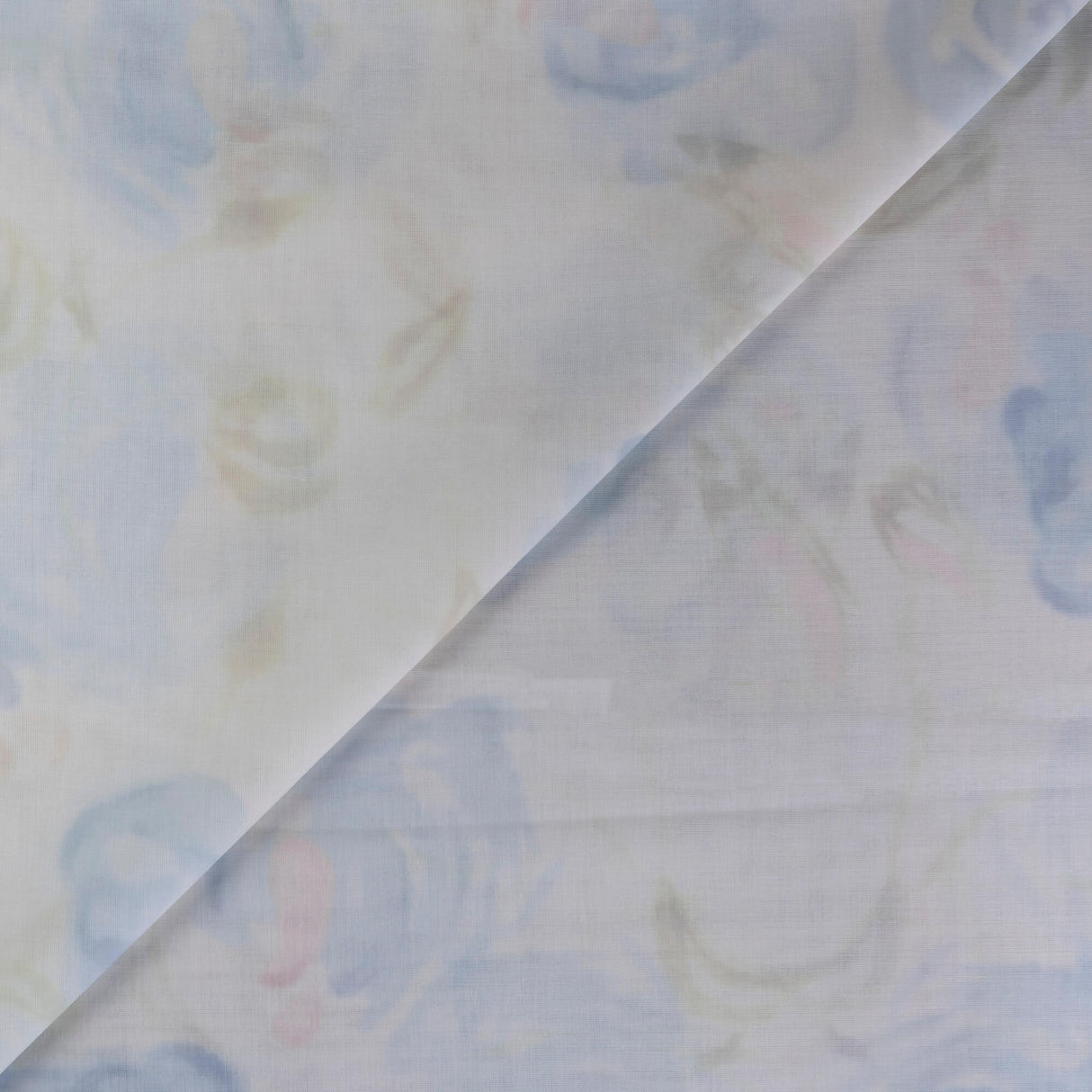 Voile 100% coton – Fleurs bleues fond écru