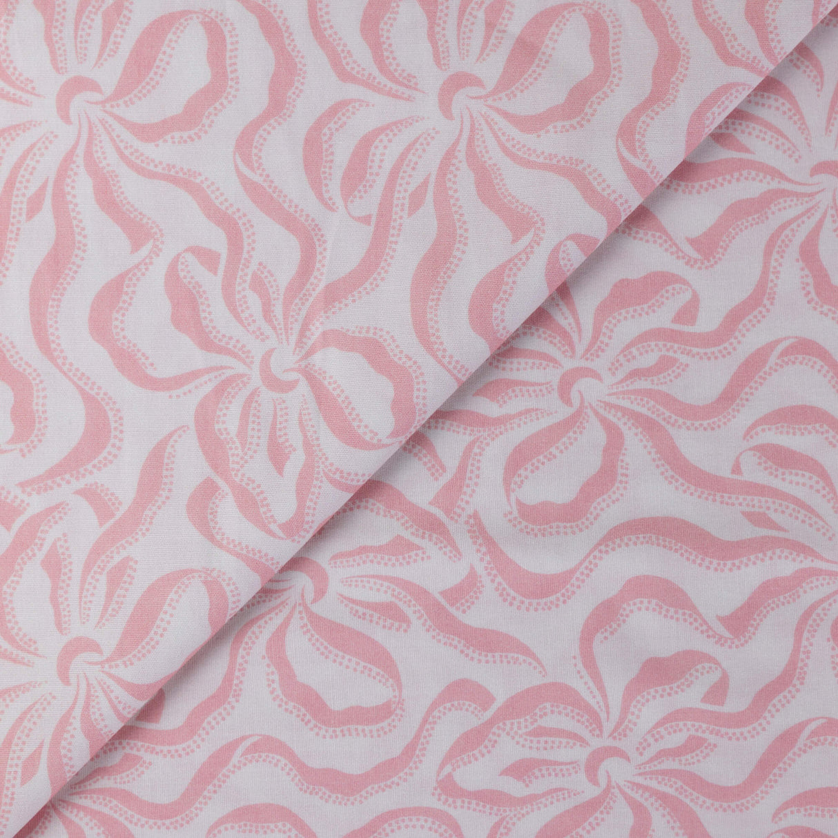 Popeline coton & élasthanne – Motif floral rose fond blanc