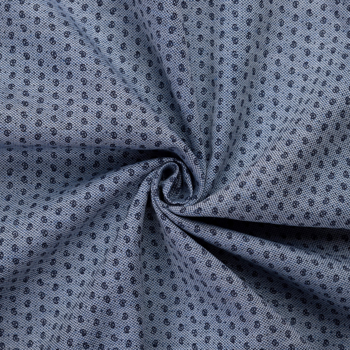 Tissu chemise 100% coton - Cachemire marine fond bleu et blanc