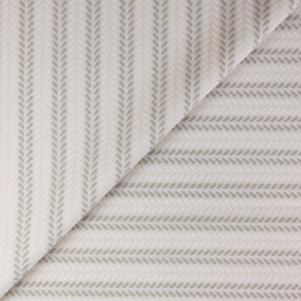 Étoffe 100% viscose – Rayure feuillage gris fond écru