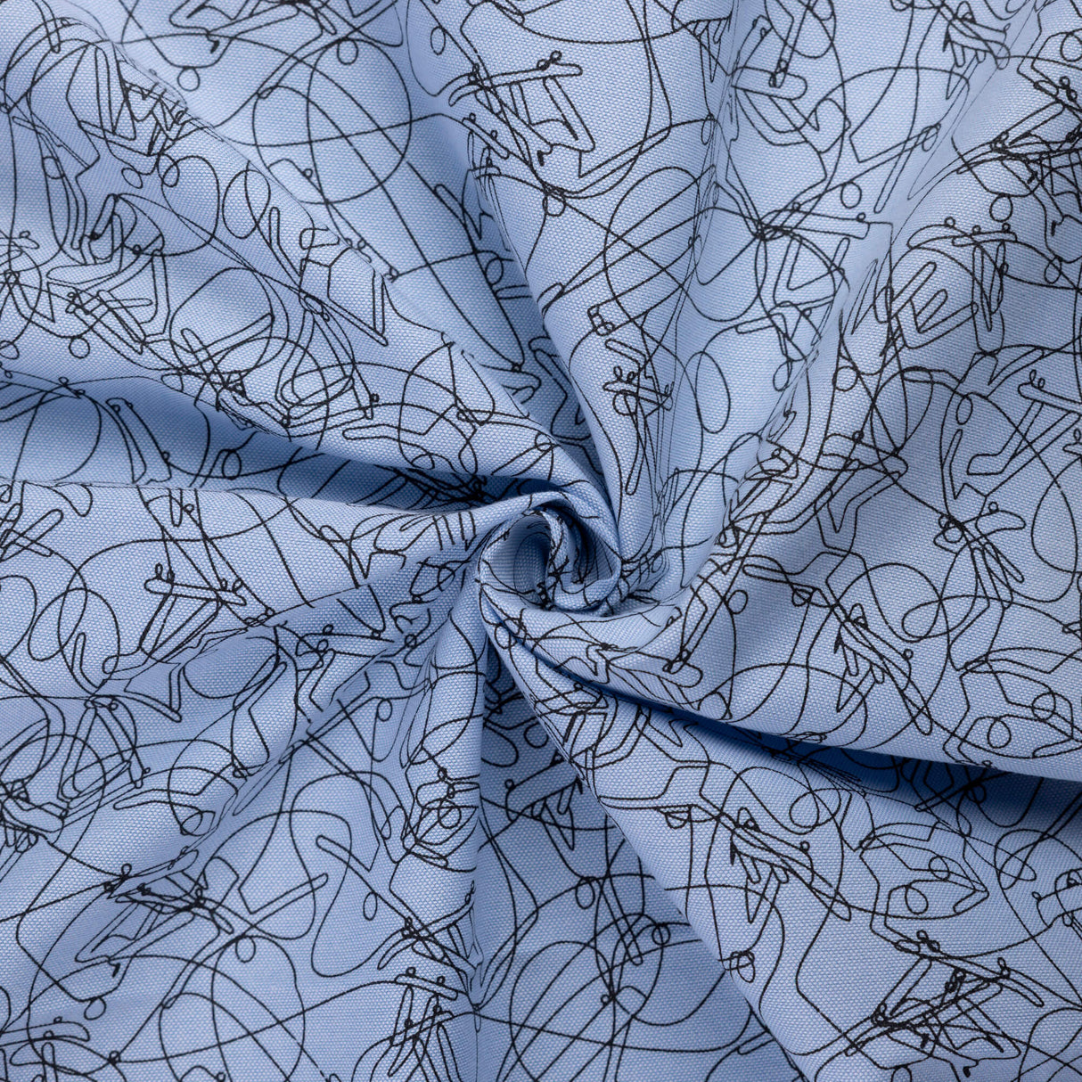 Oxford 100% coton – Skateurs noir fond bleu