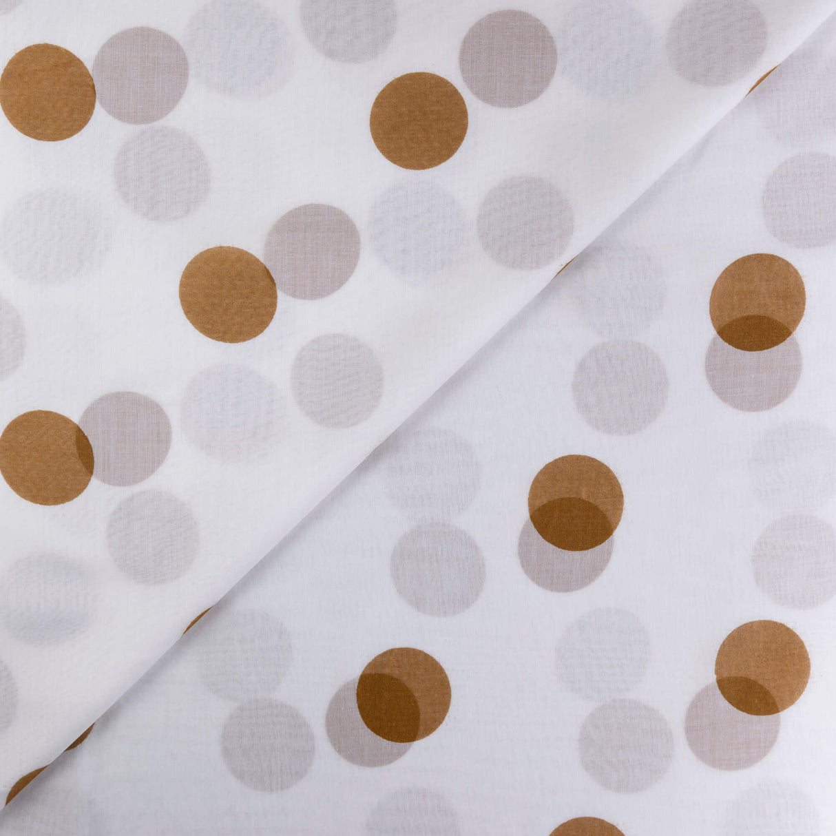 Voile 100% coton – Pois camel fond blanc