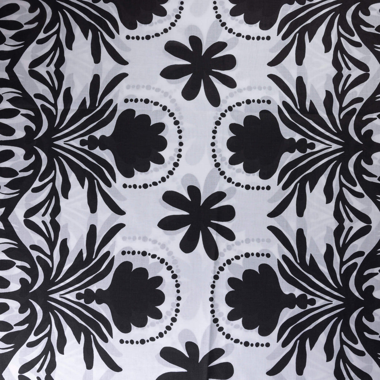 Voile 100% coton – Motif baroque noir & blanc