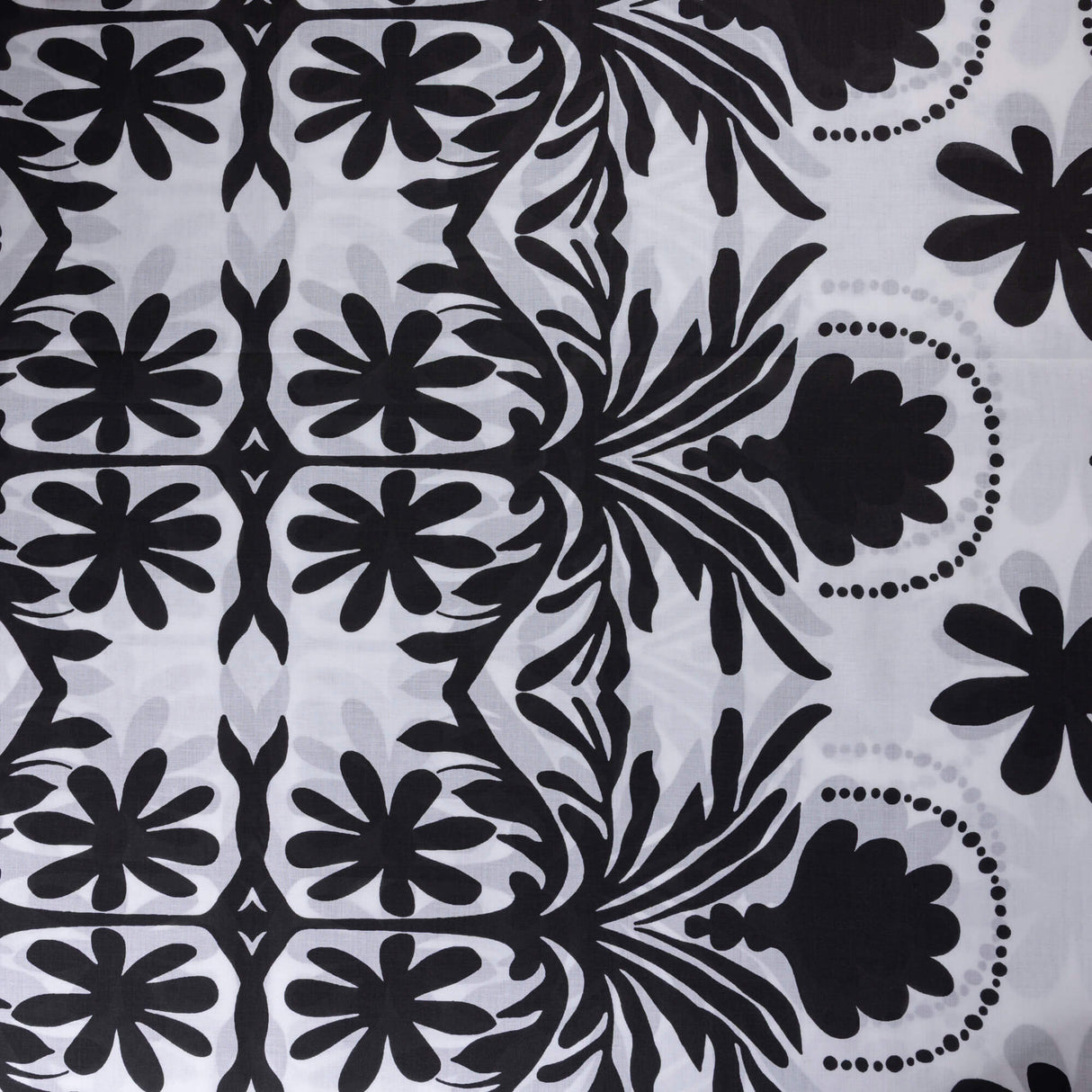 Voile 100% coton – Motif baroque noir & blanc