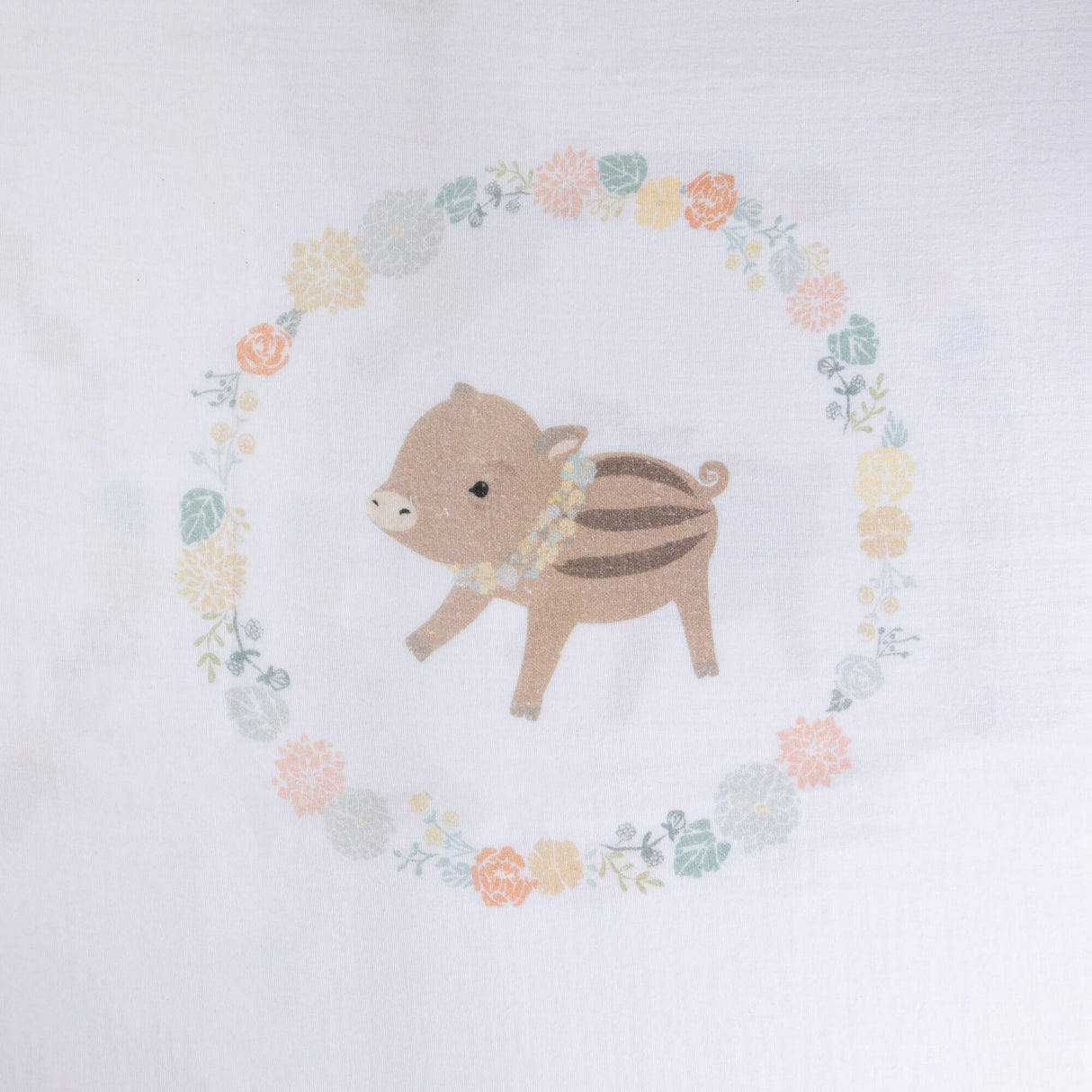 Double gaze 100% coton – Panneau faon et couronne florale