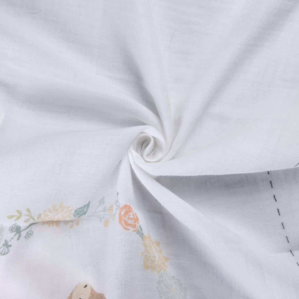 Double gaze 100% coton – Panneau faon et couronne florale