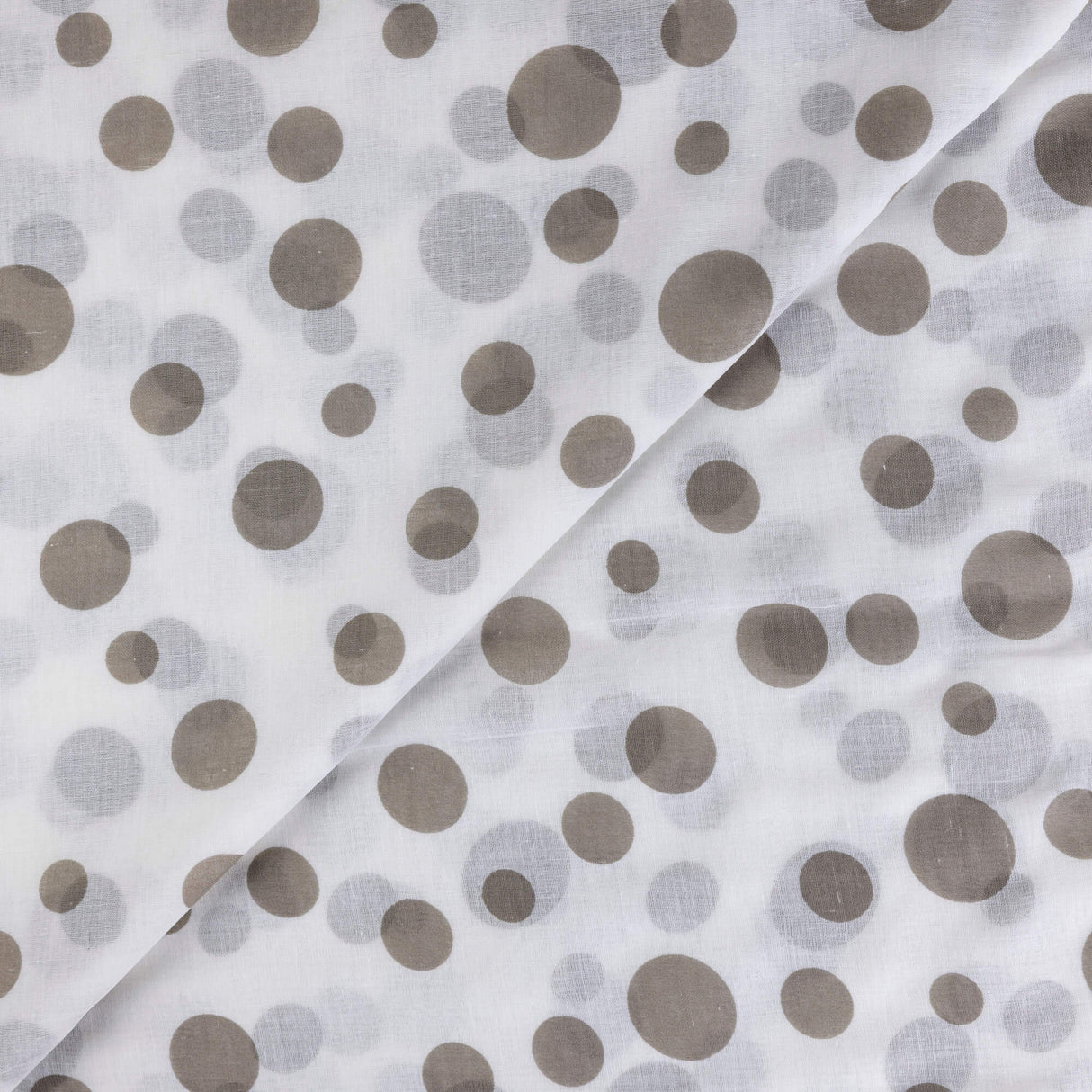 Voile 100% coton – Pois taupe fond blanc