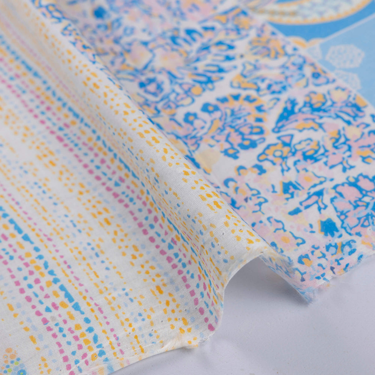 Voile 100% coton – Patchwork bleu