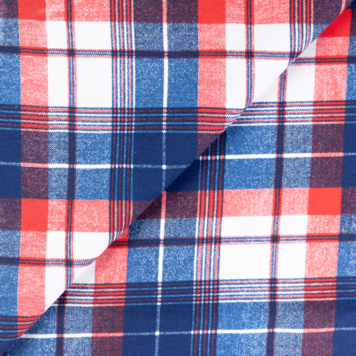 Crêpe 100% viscose - Carreaux rouge & bleu