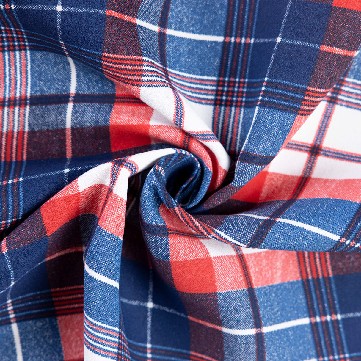 Crêpe 100% viscose - Carreaux rouge & bleu