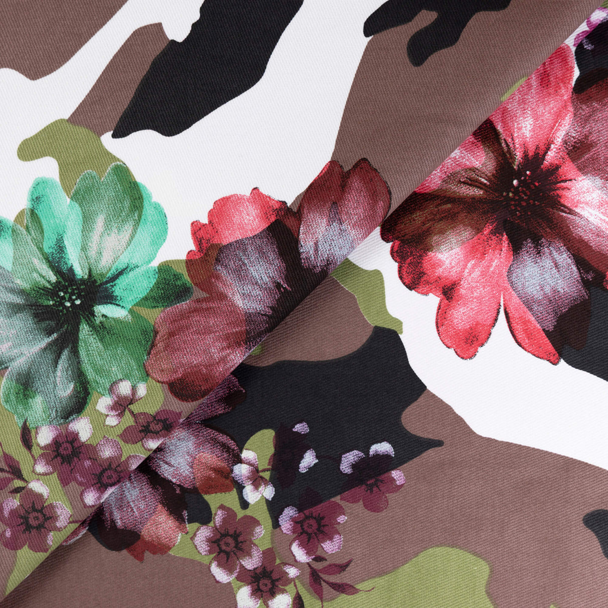 Gabardine coton & élasthanne - Fleurs camouflage