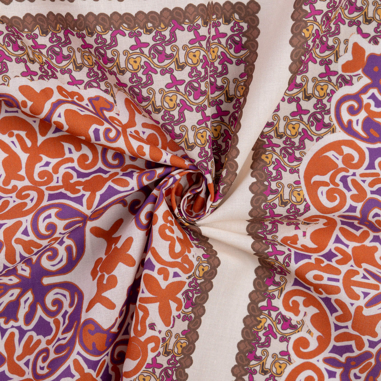 Batiste 100% viscose - Arabesque orange violet