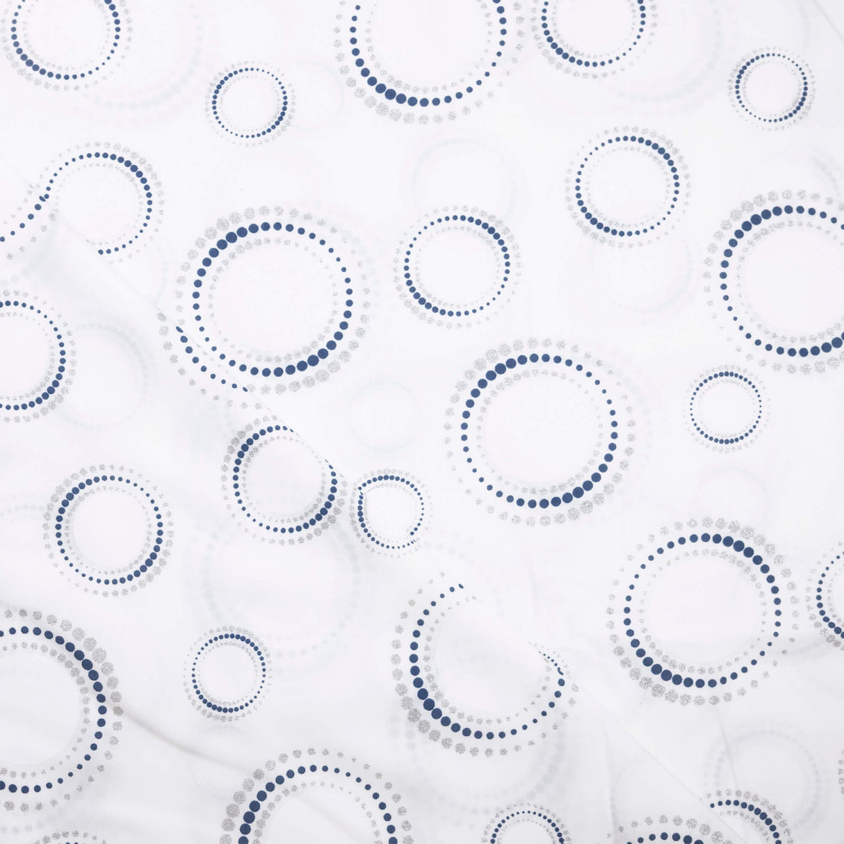 Étoffe 100% viscose - Cercles bleus et gris pailletés
