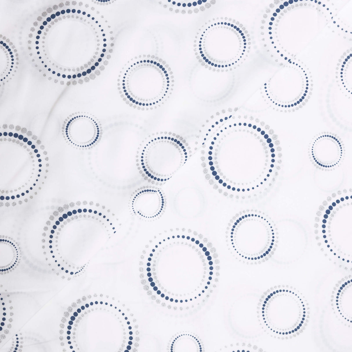 Étoffe 100% viscose - Cercles bleus et gris pailletés