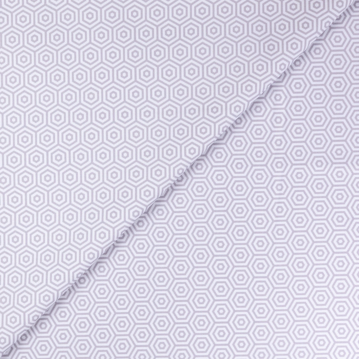 Gabardine coton & élasthanne - Hexagone gris fond blanc