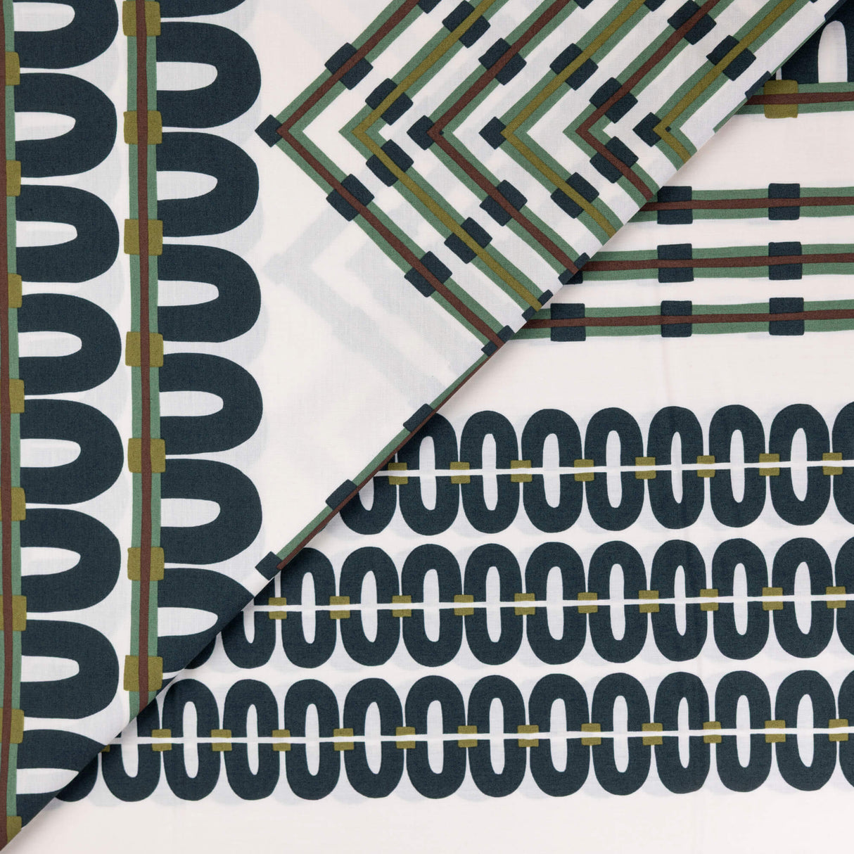 Percale 100% coton - Motif géométrique vert