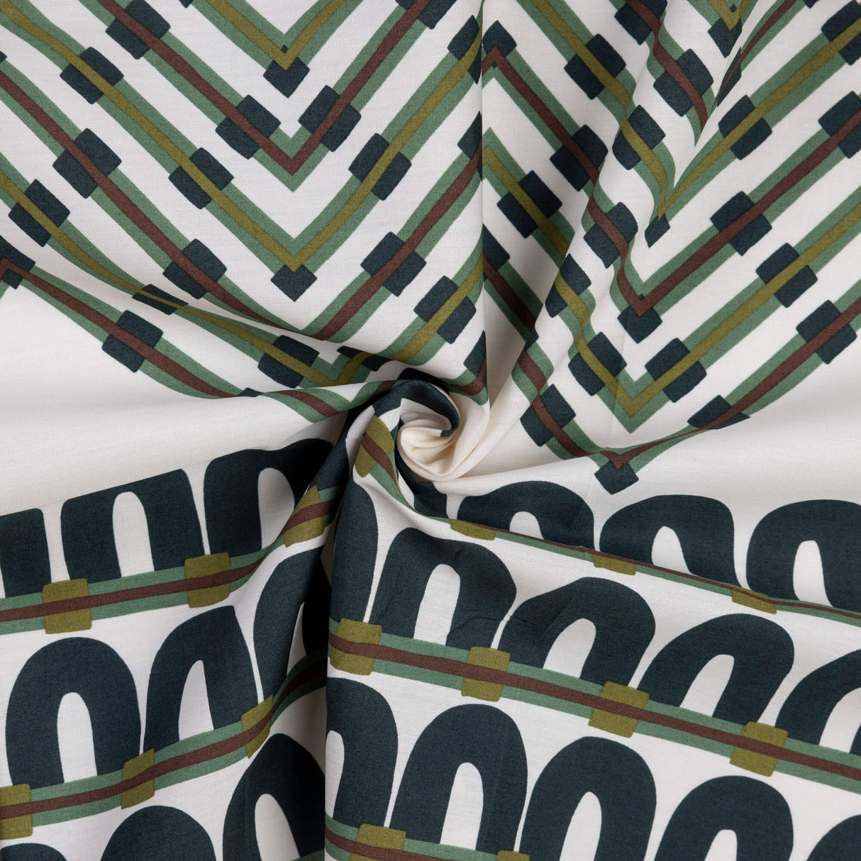 Percale 100% coton - Motif géométrique vert
