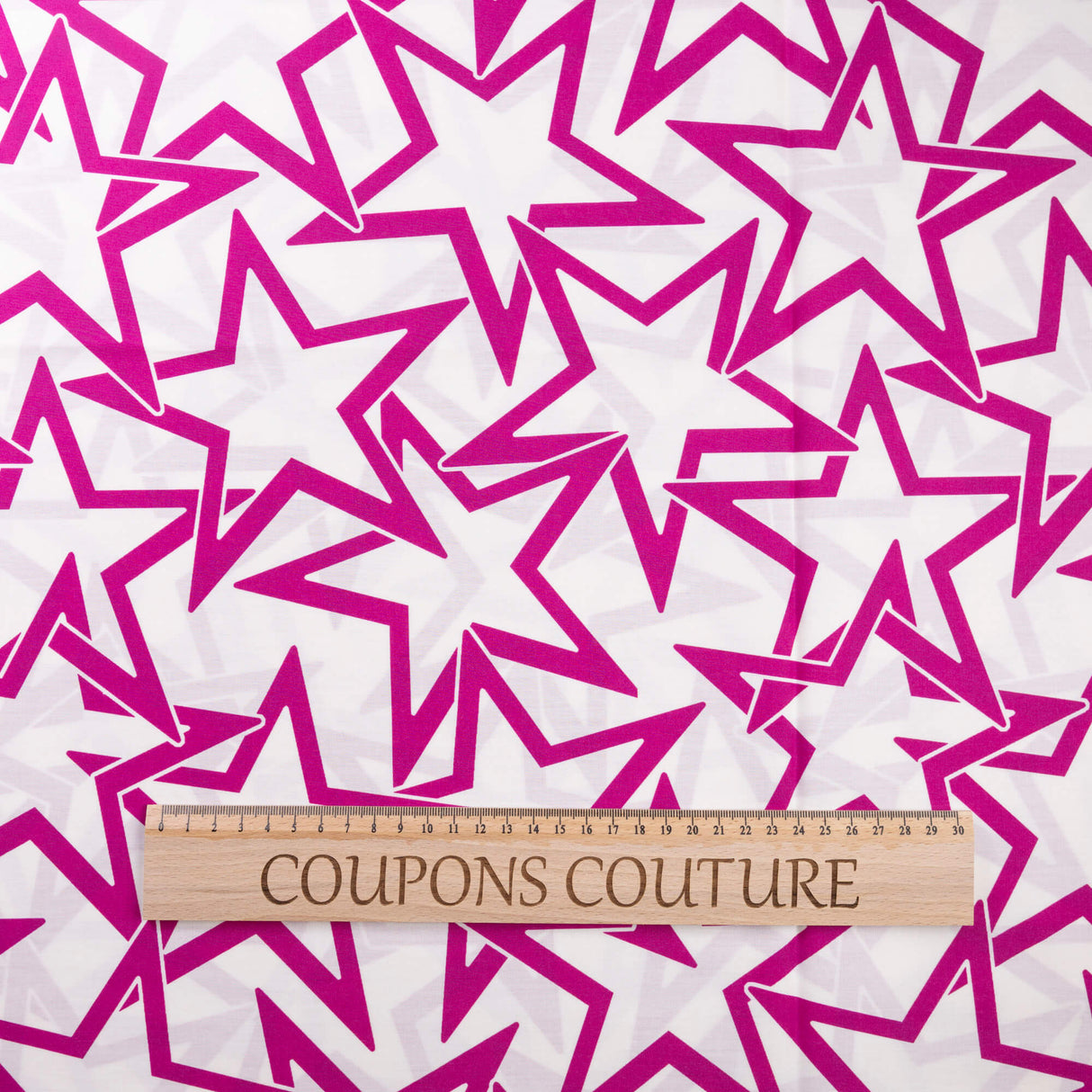 Percale 100% coton – Étoiles fuchsia