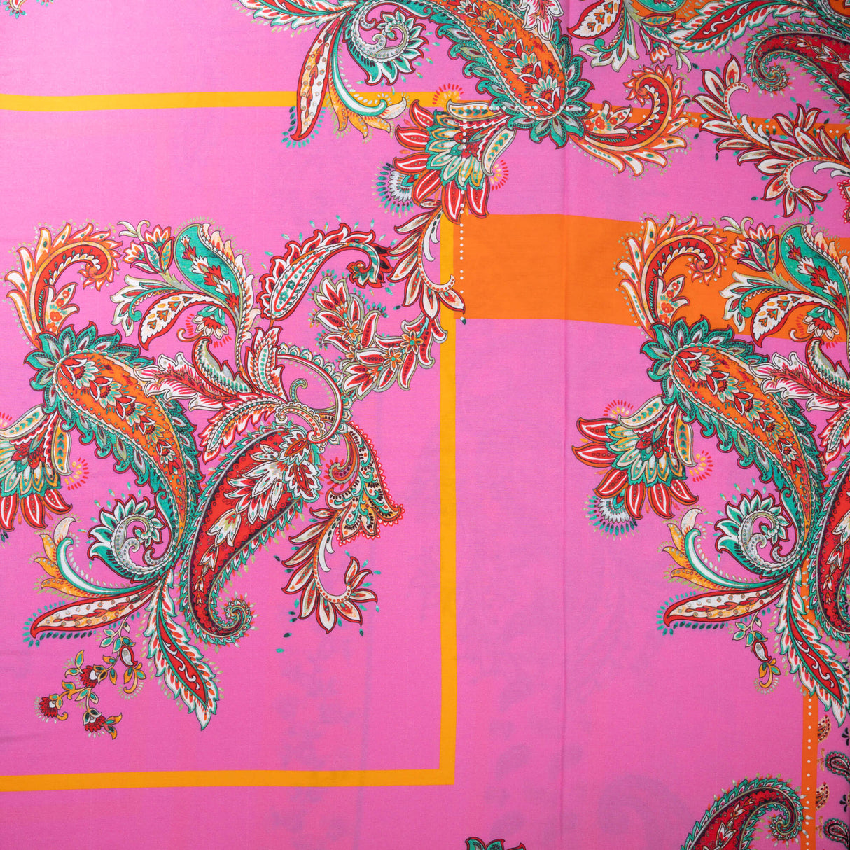 Étoffe 100% viscose – Cachemire rose et orange