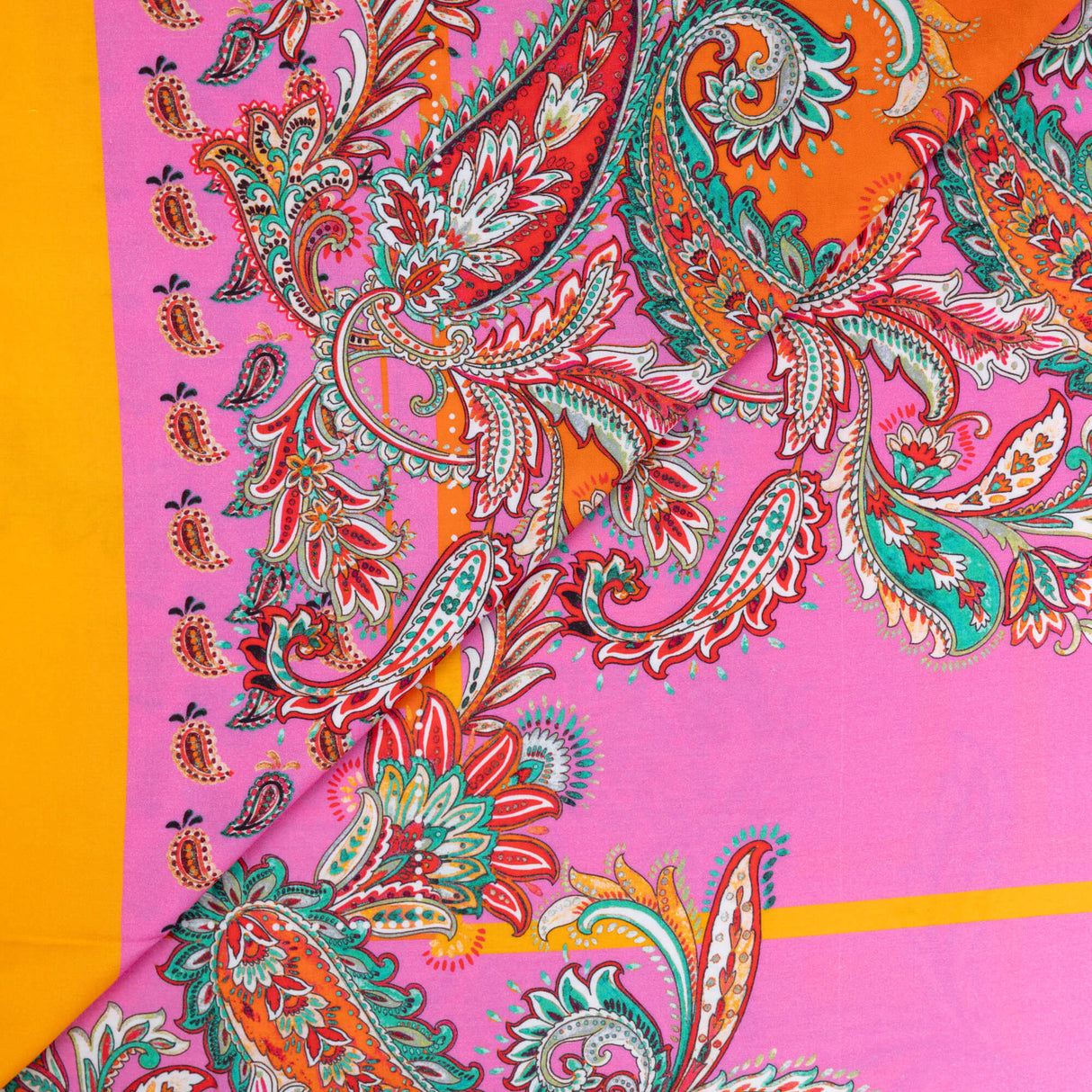 Étoffe 100% viscose – Cachemire rose et orange