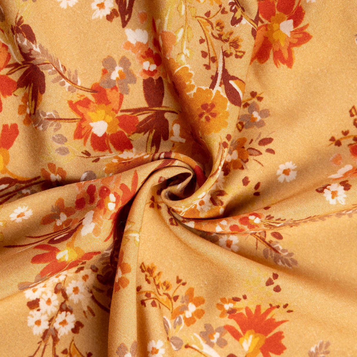 Twill 100% viscose – Fleurs d’automne ocre