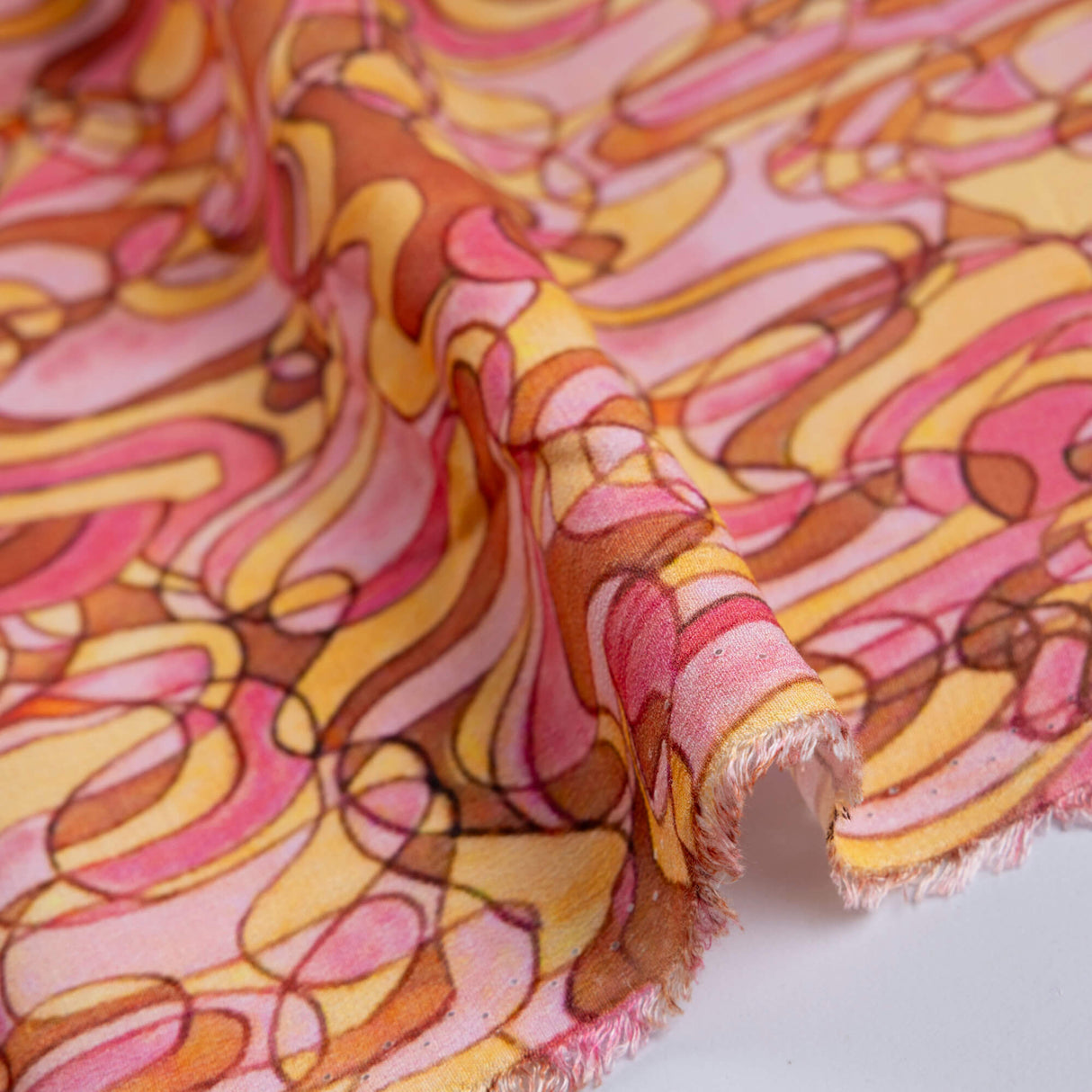 Crêpe 100% viscose - Abstrait rose
