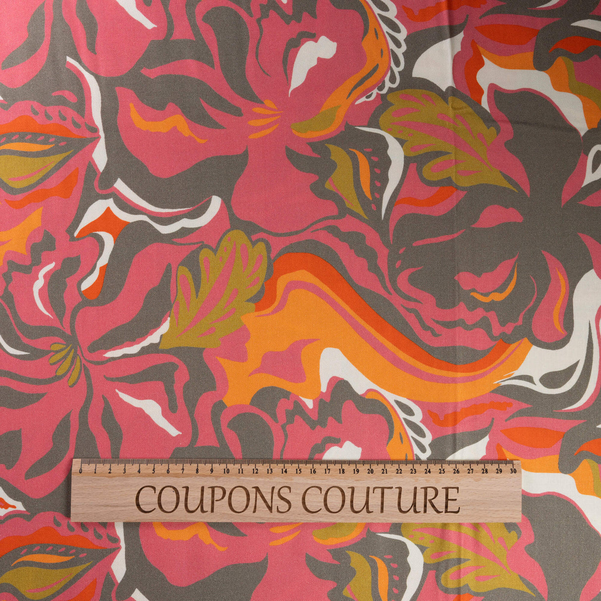 Twill 100% viscose - Fleur rose