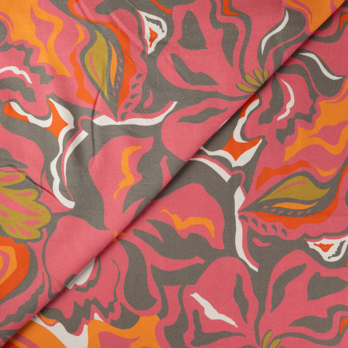 Twill 100% viscose - Fleur rose