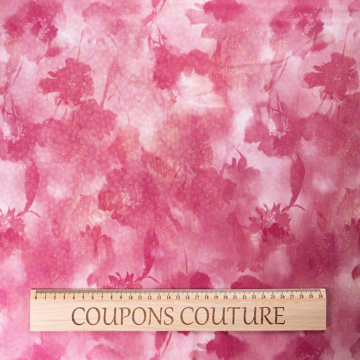 Twill 100% viscose – Fleurs aquarelle roses