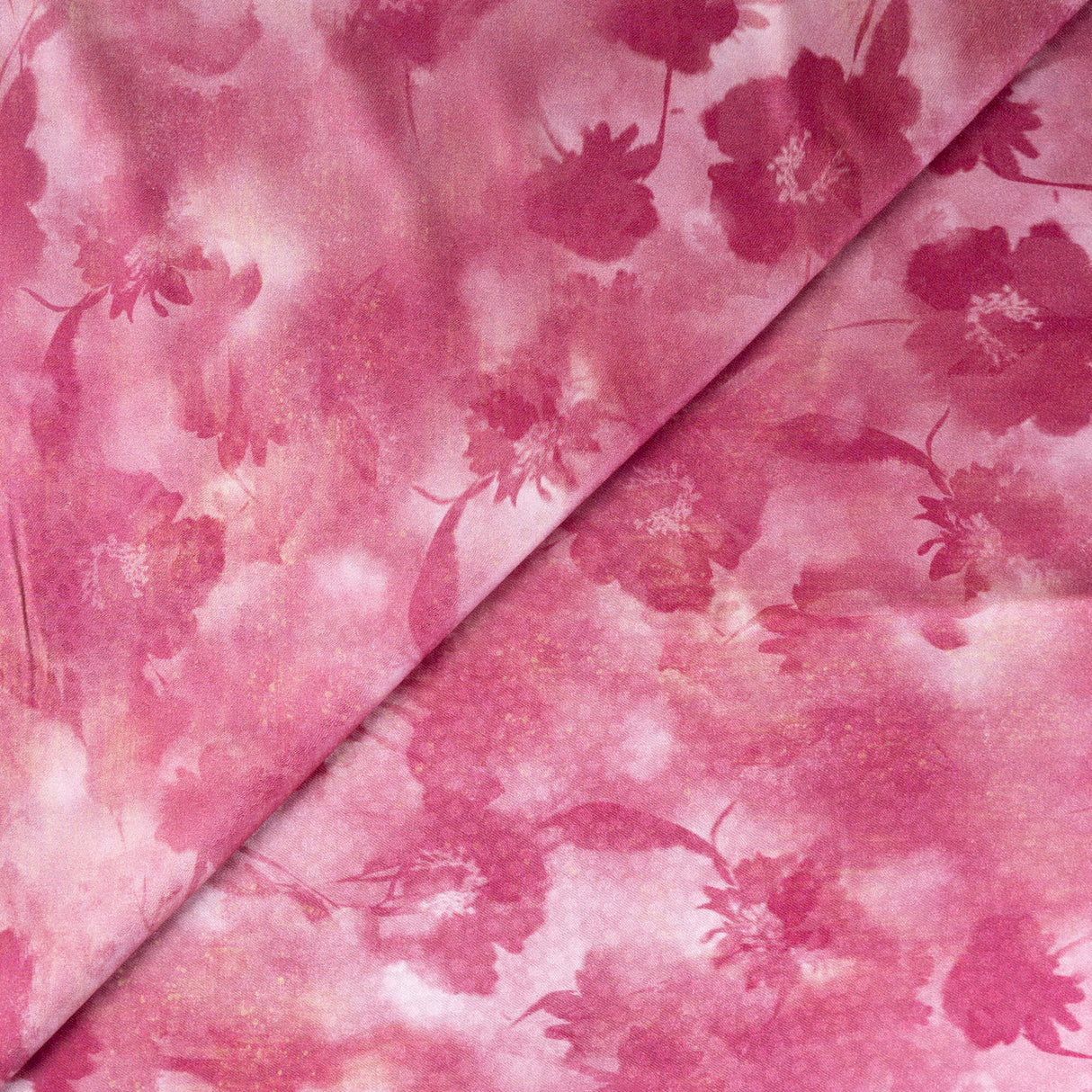 Twill 100% viscose – Fleurs aquarelle roses