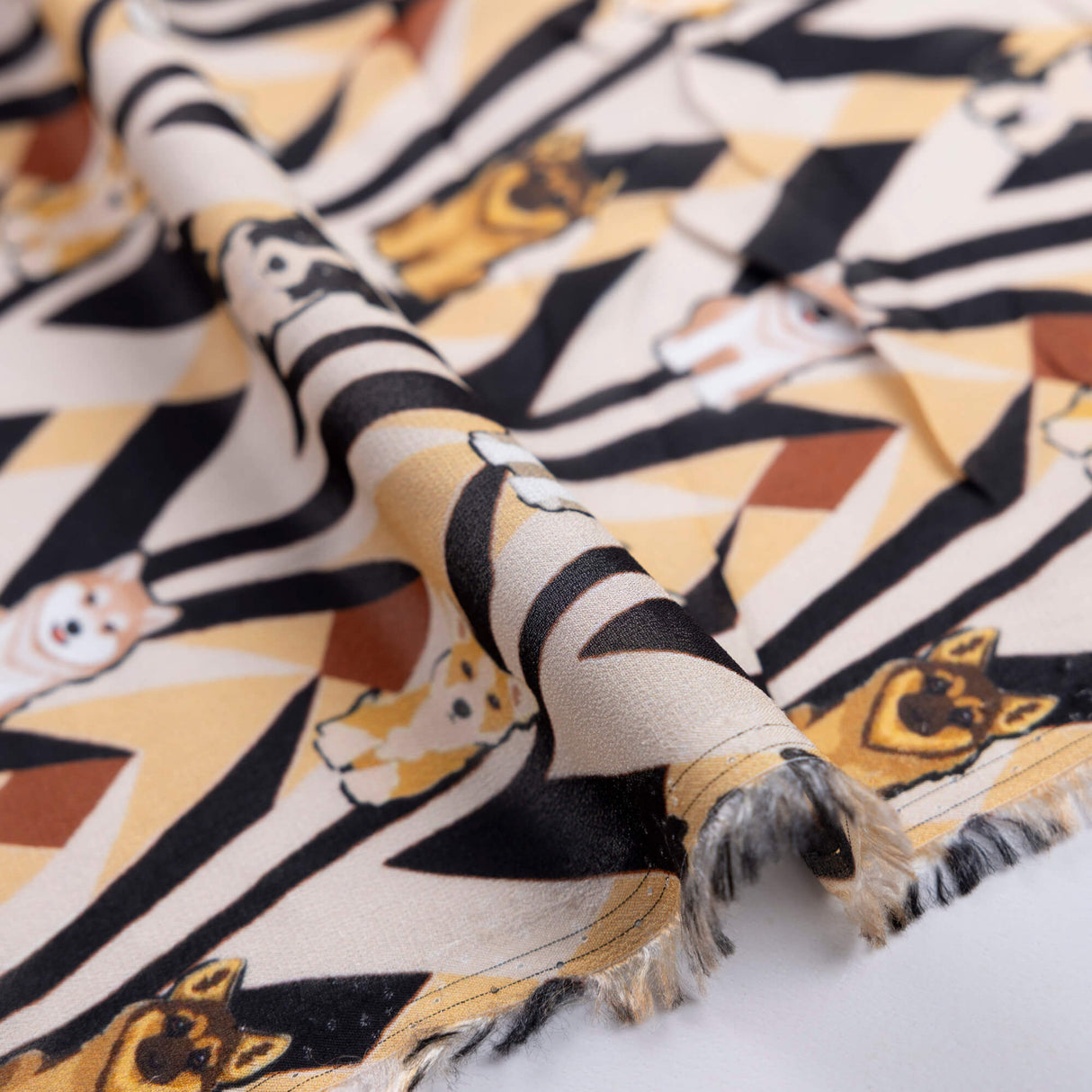 Mousseline 100% viscose - Chiens géométriques