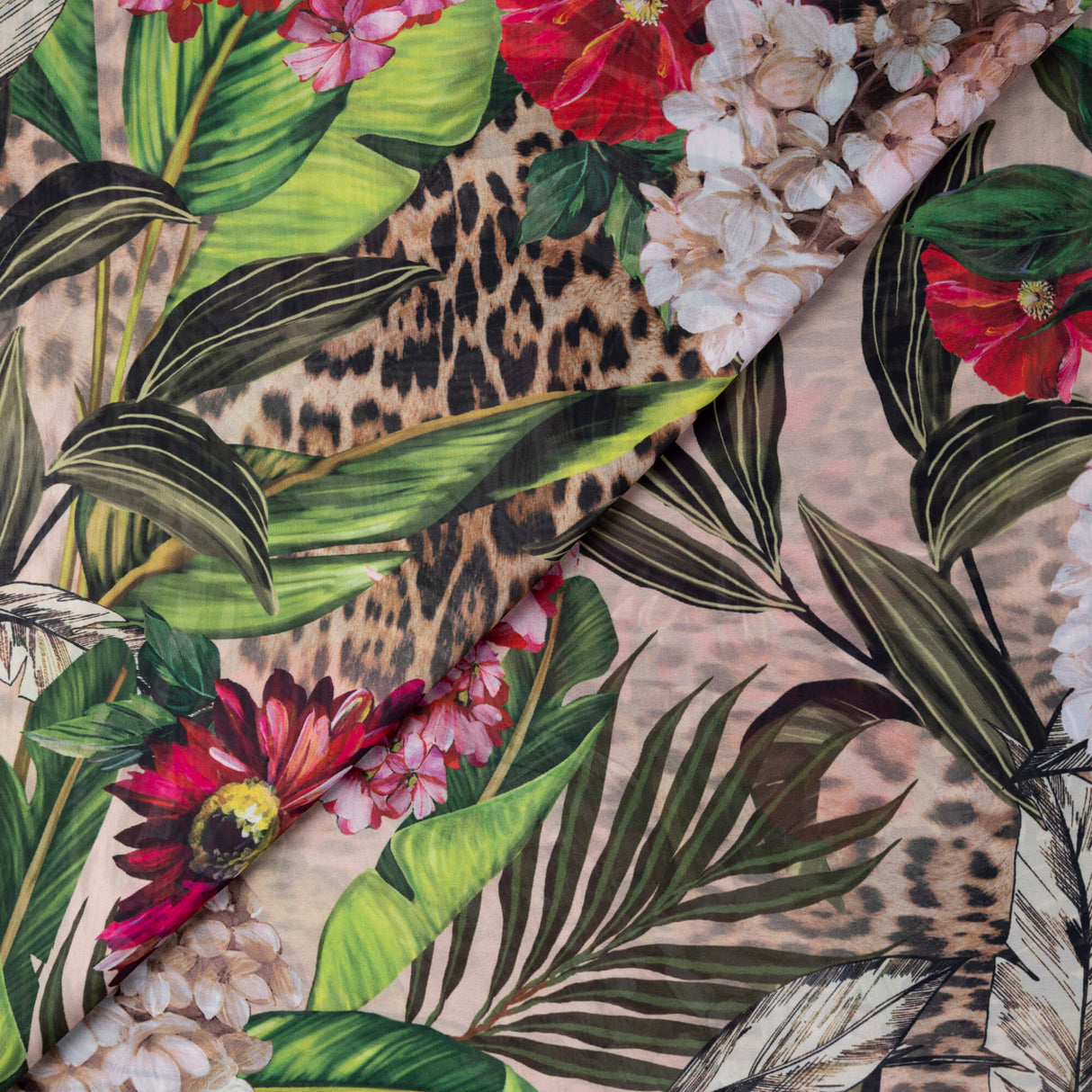 Satin léger - Tropical léopard