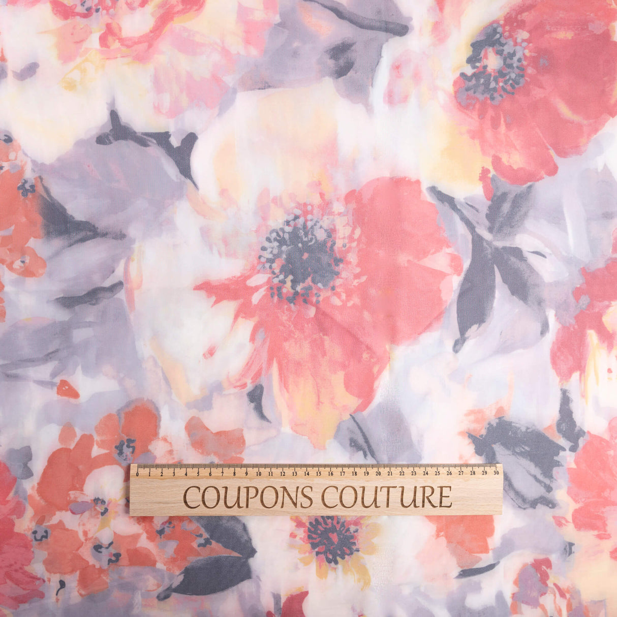 Crêpe imprimé envers satin – Fleurs pastel