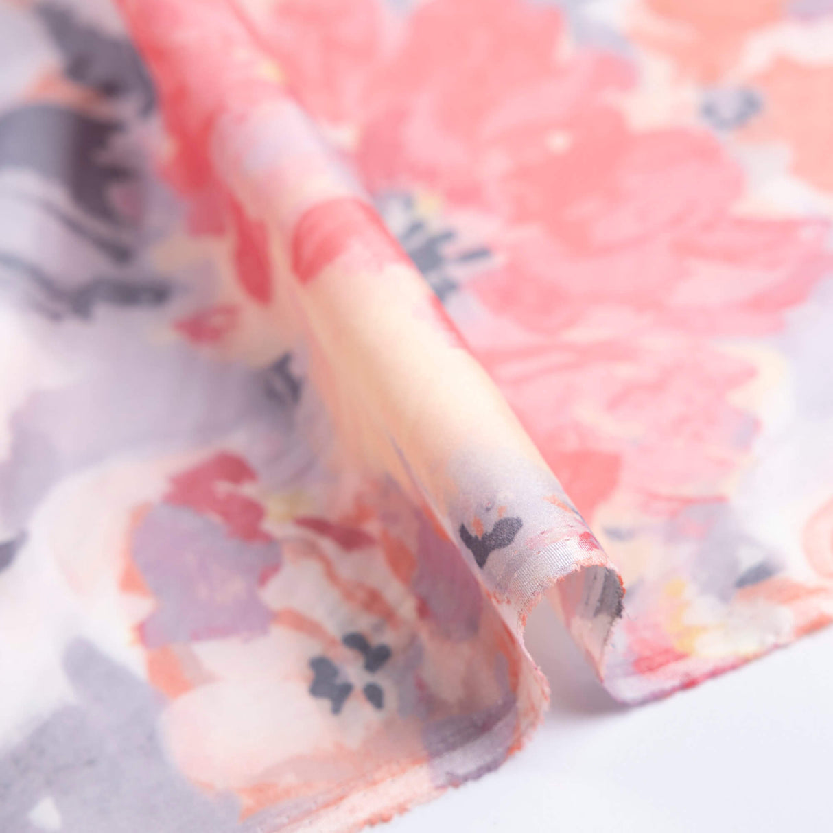 Crêpe imprimé envers satin – Fleurs pastel