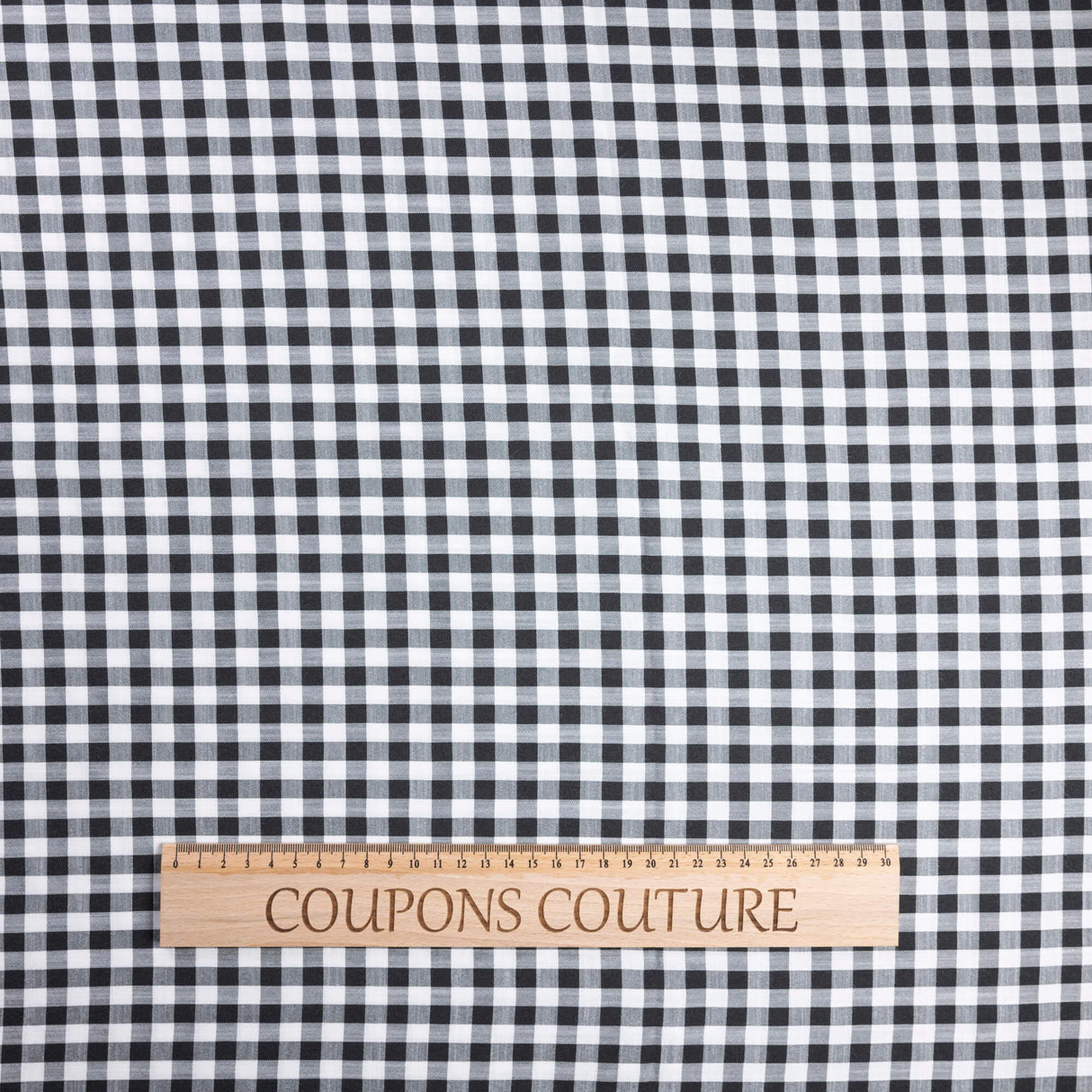 Tissu vichy polyviscose – Noir