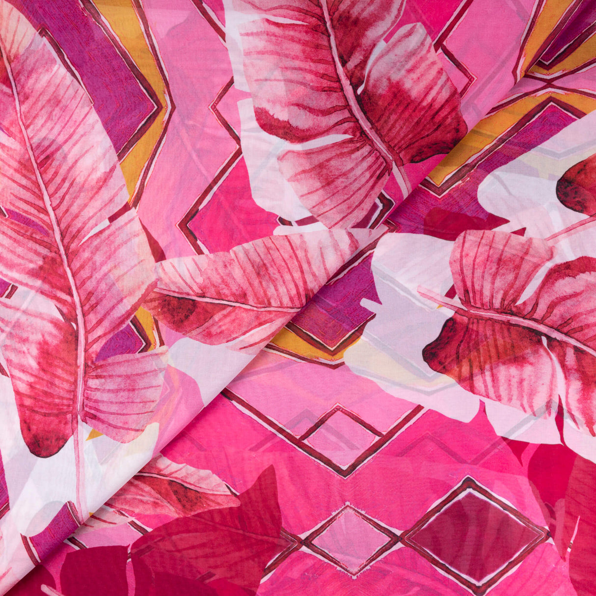 Mousseline – Feuilles tropicales rose