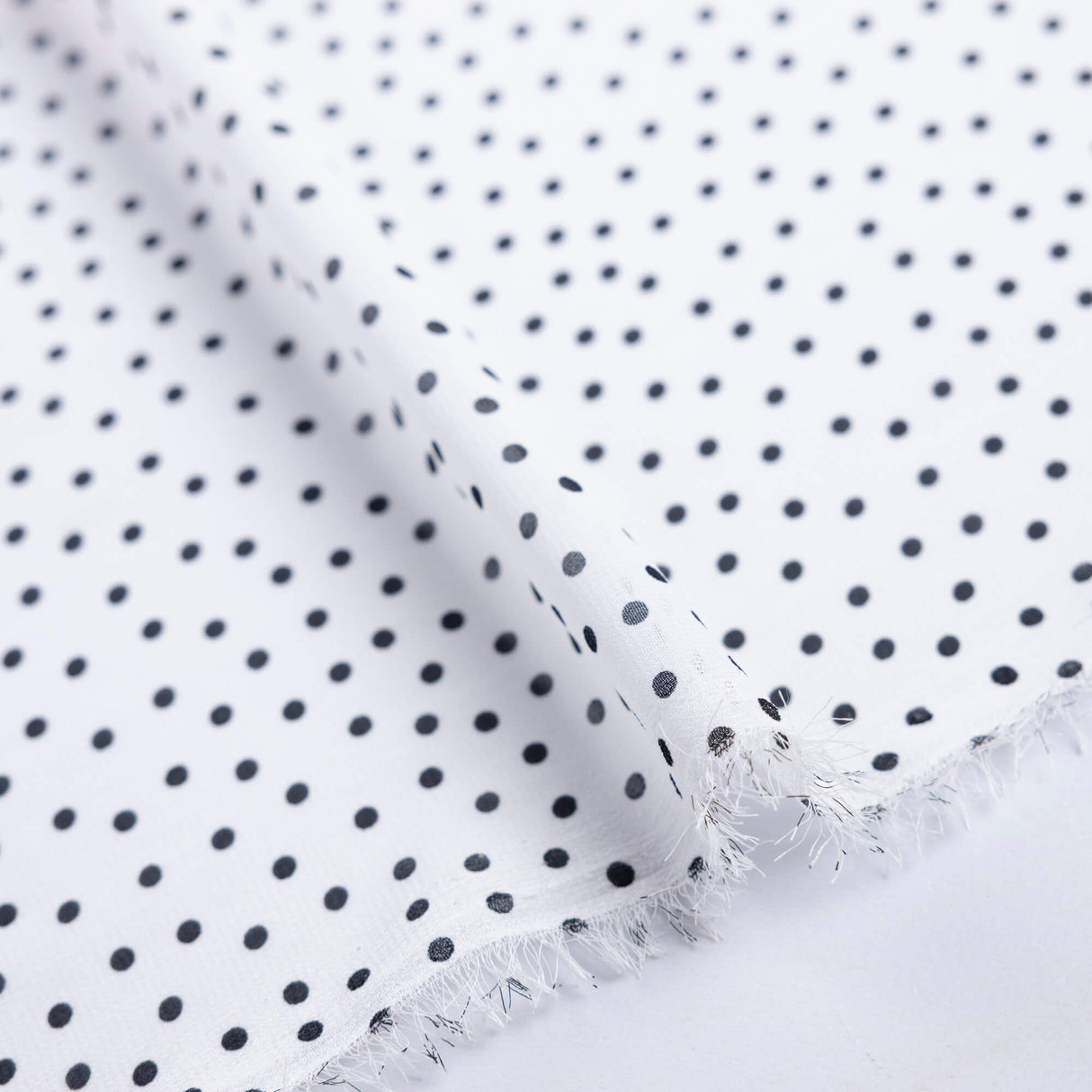 Mousseline – Pois noir sur fond blanc