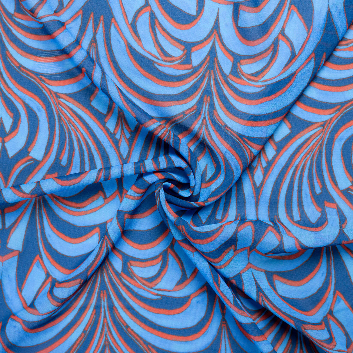 Crêpe - Graphique bleu et corail