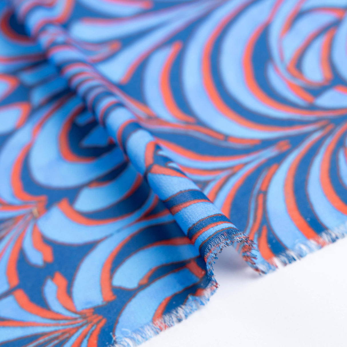 Crêpe - Graphique bleu et corail