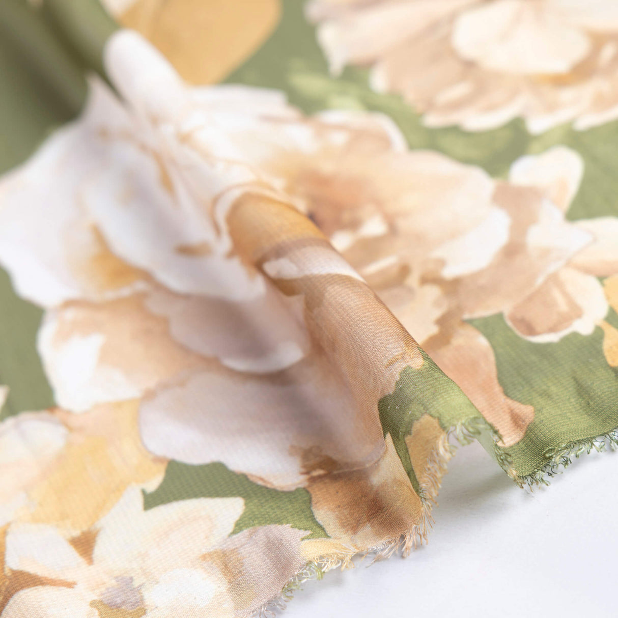 Georgette - Fleur beige fond vert