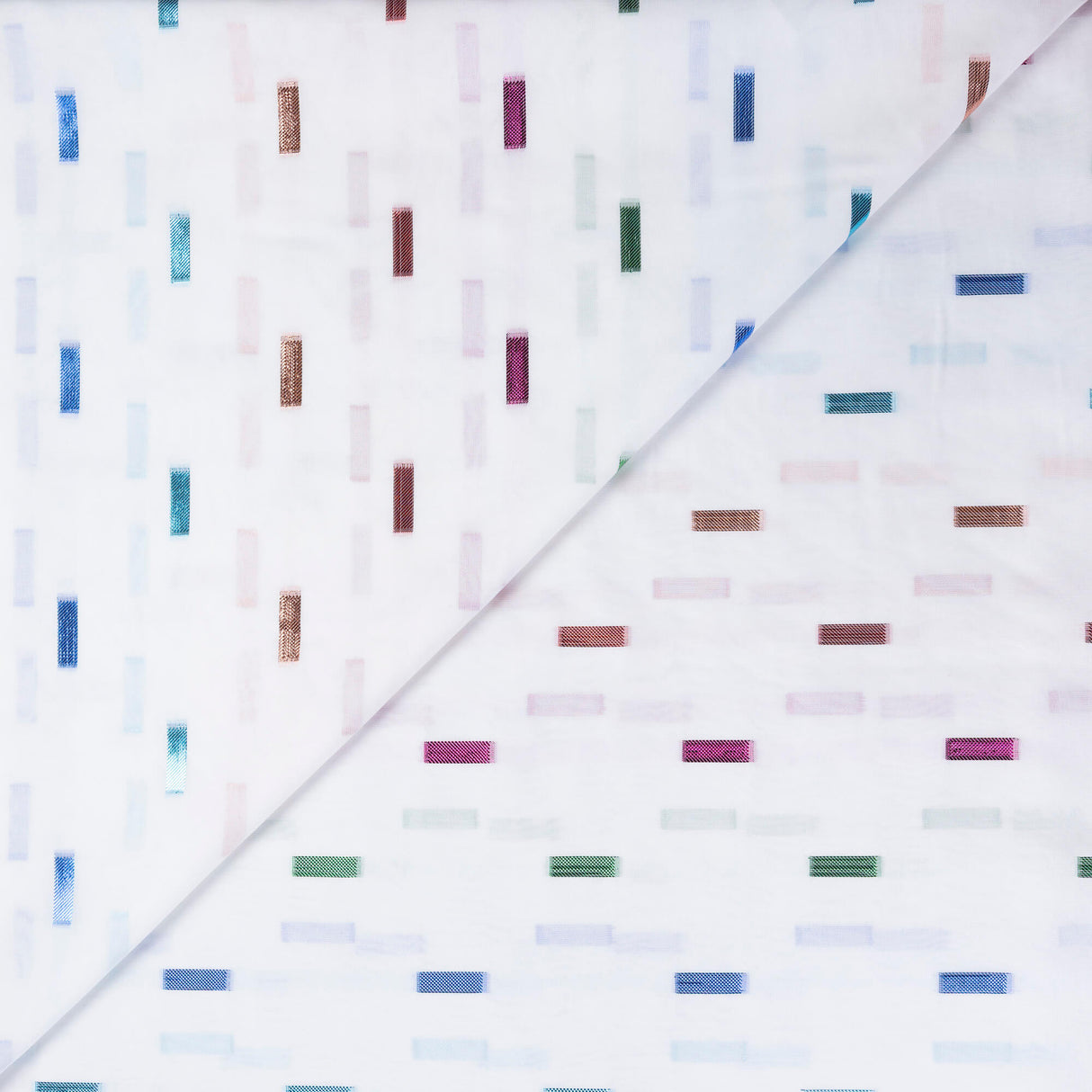 Toile légère blanche - Rectangles lurex multicolores