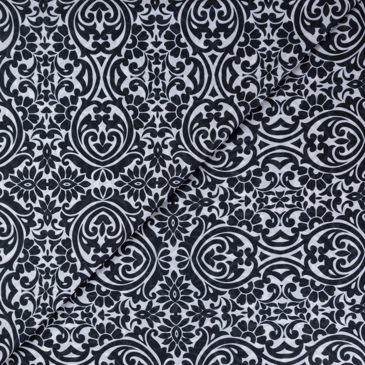 Georgette - Motif baroque noir et blanc